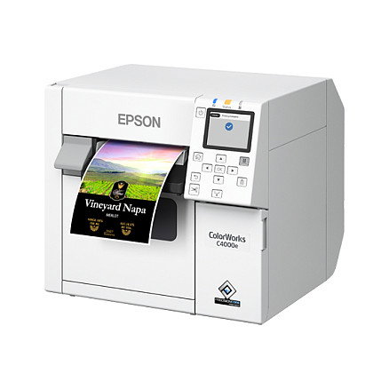 Epson CW-C4000e (mk) Impresora de Etiquetas a Color de Escritorio con Tecnología PrecisionCore, Inyección de Tinta, 1200 x 1200 DPI, 102 mm/s, Blanco