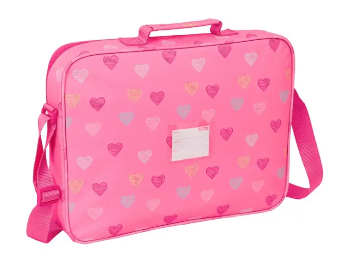 Safta Cartera Escolar Extraescolar Colección Benetton Heart - Dimensiones 280 x 380 x 60 mm