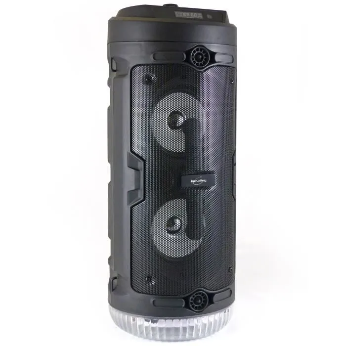 Inovalley KA03-N Altavoz Bluetooth 5.0 400W con Luces LED, Función Karaoke, Radio FM, Entrada Micrófono y USB, TWS