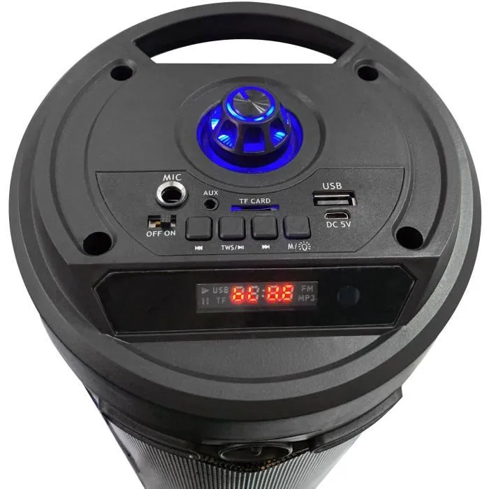Inovalley KA03-N Altavoz Bluetooth 5.0 400W con Luces LED, Función Karaoke, Radio FM, Entrada Micrófono y USB, TWS