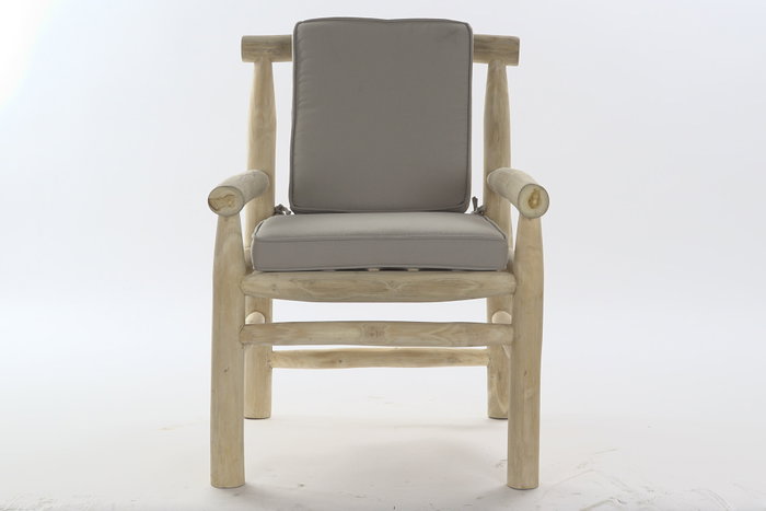 DKD Home Decor Sillón Balines Gris Claro Natural 80 x 92 x 65 cm