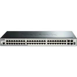 D-Link Switch D 48 Puertos Gigabit Gestionable Nivel 3 con 4 Puertos SFP+ 10G, Conmutación 176 Gbps, Rack 1U, Negro