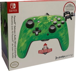 PDP Faceoff Deluxe + Audio Wired Controller Verde Camo para Switch 2