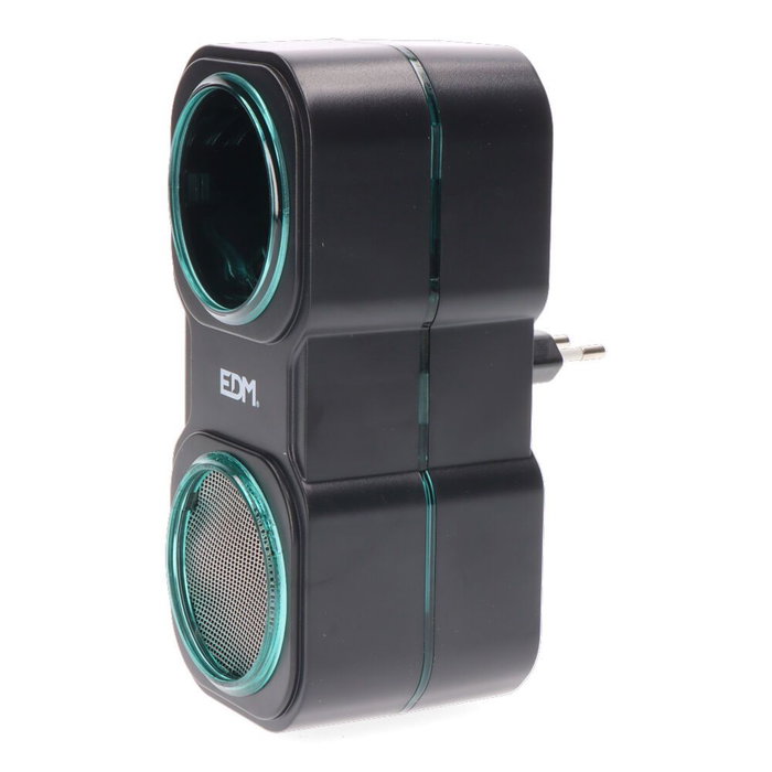 EDM - Lámpara Atrapamoscas y Mosquitos LED con Ventilador, Radio 50 m², Dimensiones 8x10.5x18.2 cm, Color Negro, 220-240V