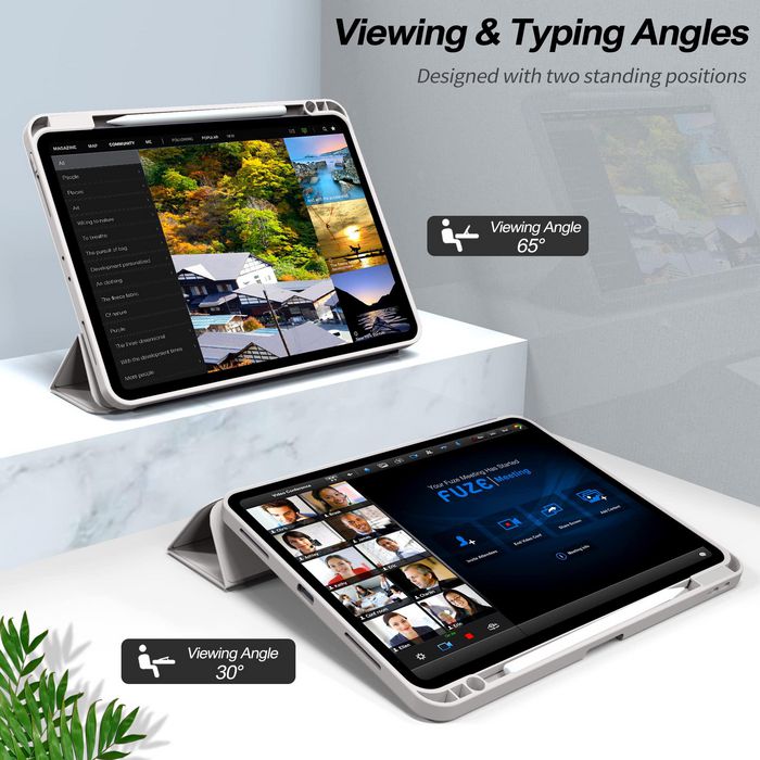 eSTUFF Estuche MIAMI para iPad Pro 12.9 2022/2021 - Cuero PU gris/transparente