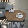 Hanah Home Mesa Auxiliar Roble Oscuro y Negro, Tablero Partículas Melamina, Patas Metal, 40x35x62cm