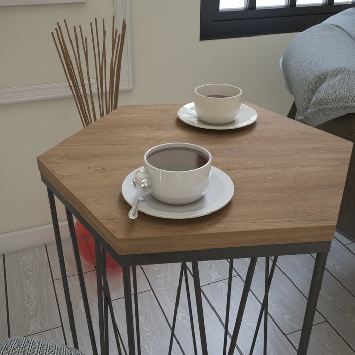 Hanah Home Mesa Auxiliar Roble Oscuro y Negro, Tablero Partículas Melamina, Patas Metal, 40x35x62cm Hanah Home Mesa Auxiliar Roble Oscuro y Negro, Tablero Partículas Melamina, Patas Metal, 40x35x62cm