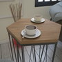 Hanah Home Mesa Auxiliar Roble Oscuro y Negro, Tablero Partículas Melamina, Patas Metal, 40x35x62cm