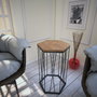 Hanah Home Mesa Auxiliar Roble Oscuro y Negro, Tablero Partículas Melamina, Patas Metal, 40x35x62cm