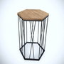 Hanah Home Mesa Auxiliar Roble Oscuro y Negro, Tablero Partículas Melamina, Patas Metal, 40x35x62cm