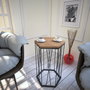 Hanah Home Mesa Auxiliar Roble Oscuro y Negro, Tablero Partículas Melamina, Patas Metal, 40x35x62cm