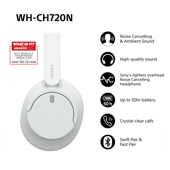 Sony WH-CH720N Blanco con Cancelación de Ruido