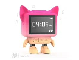 Wondee Reloj Despertador Digital Bailarín con Movimiento y Altavoz, Rosa, Pantalla LED, Alimentación USB, para Escritorio o Mesilla de Noche