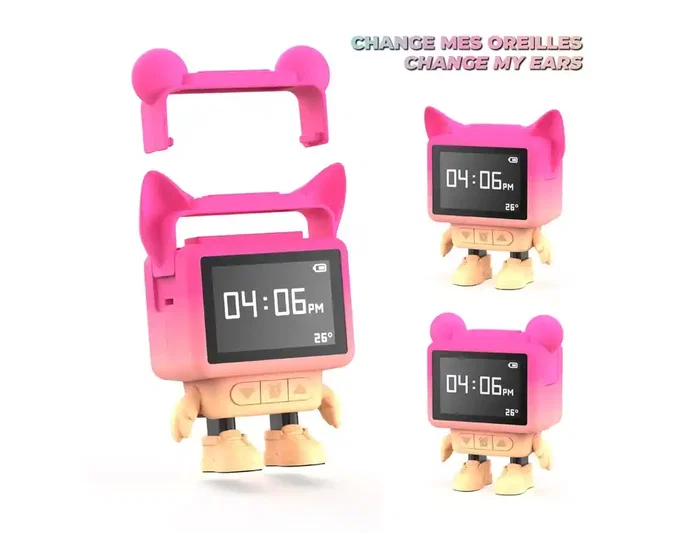 Wondee Reloj Despertador Digital Bailarín con Movimiento y Altavoz, Rosa, Pantalla LED, Alimentación USB, para Escritorio o Mesilla de Noche