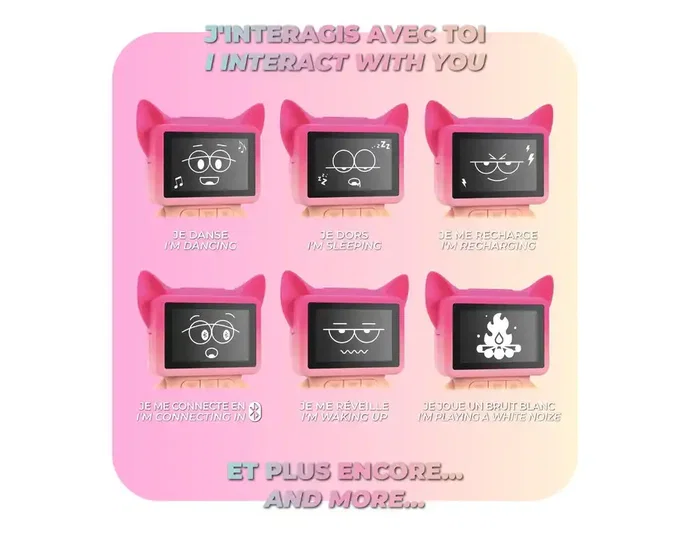 Wondee Reloj Despertador Digital Bailarín con Movimiento y Altavoz, Rosa, Pantalla LED, Alimentación USB, para Escritorio o Mesilla de Noche