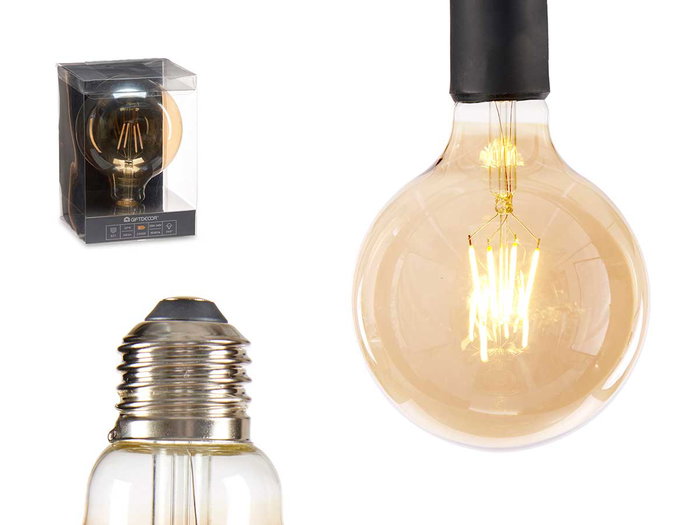 Giftdecor Bombilla LED Vintage 12.5 cm Transparente Cristal Metal 220-240V 4W E27-E26 Luz Cálida (Set de 12) Giftdecor Bombilla LED Vintage 12.5 cm Transparente Cristal Metal 220-240V 4W E27-E26 Luz Cálida (Set de 12)