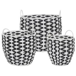 Home Deco Factory Juego de 3 Cestas Almacenaje Bicol con Asas Redondas, Pequeña 23x23 cm, Mediana 28x30 cm, Grande 33x32 cm