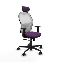 PIQUERAS Y CRESPO Silla de oficina Jorquera con mecanismo Sincro/Traslack, Morado y Blanco