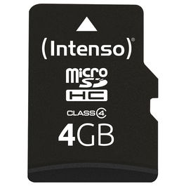Intenso 3403450 Tarjeta MicroSDHC de 4GB con Adaptador SD, Velocidad 21MB/s Clase 4