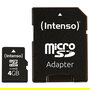 Intenso 3403450 Tarjeta MicroSDHC de 4GB con Adaptador SD, Velocidad 21MB/s Clase 4