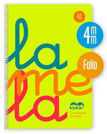 Lamela Cuaderno Espiral 80H Folio 90 gr Cuadrícula 4 mm con Margen, Cubierta PP, Amarillo (Set de 5) (Set de 5)