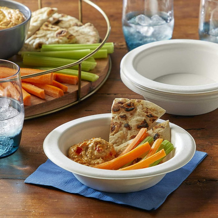 Set de Platos Algon Blanco Caña de Azúcar Desechables 350 ml 12 Unidades Set de Platos Algon Blanco Caña de Azúcar Desechables 350 ml 12 Unidades