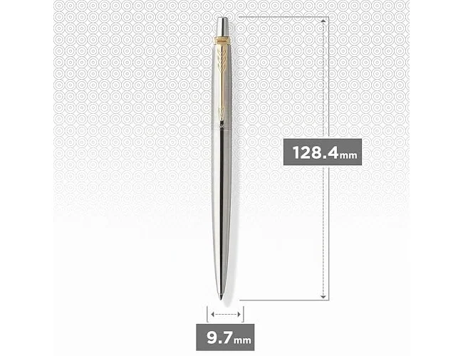 Parker Bolígrafo Jotter Acero Inoxidable con Detalles Dorados y Tinta Azul