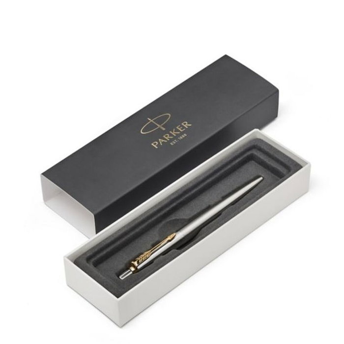 Parker Bolígrafo Jotter Acero Inoxidable con Detalles Dorados y Tinta Azul Parker Bolígrafo Jotter Acero Inoxidable con Detalles Dorados y Tinta Azul