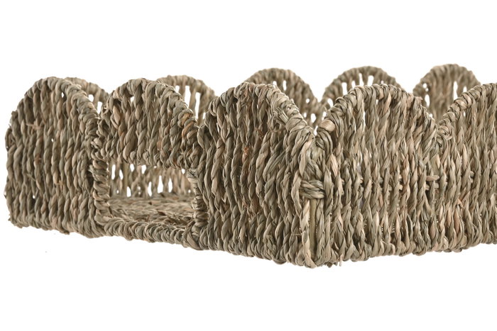 DKD Home Decor Set de 2 Bandejas de Decoración de Seagrass y Metal, Natural, 48x33x10 cm