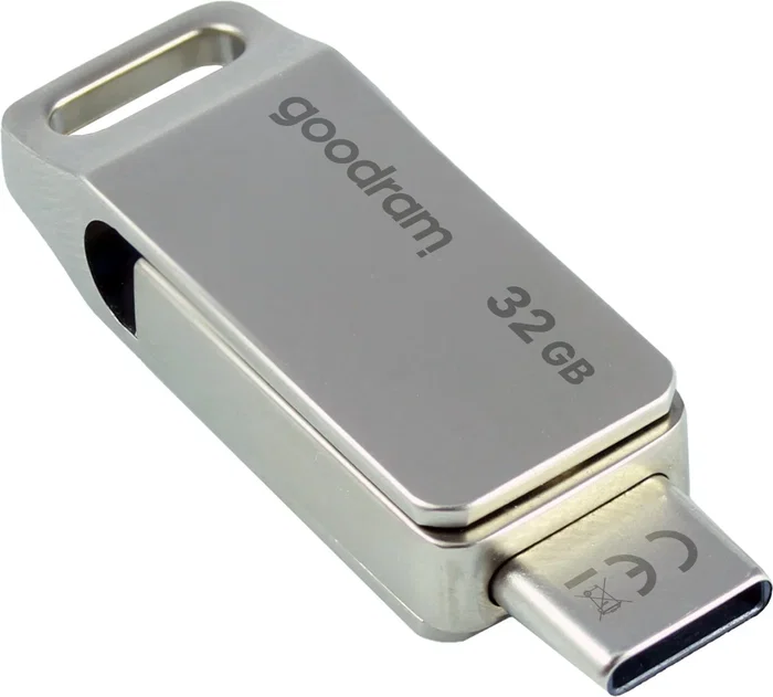 Goodram ODA3 Pendrive USB 3.2 Gen 1, 32 GB, Tipo-A y Tipo-C, Hasta 60 MB/s, Metal Plata