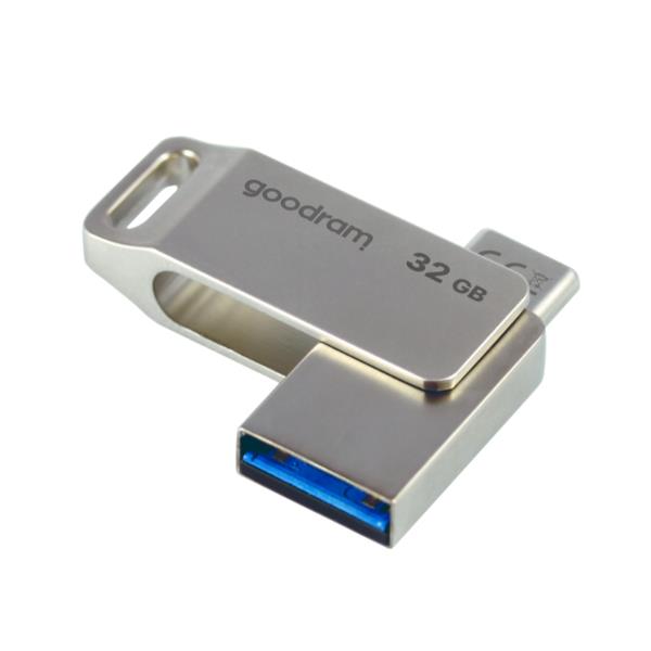 Goodram ODA3 Silver - Memoria USB 32GB USB 3.2 Pendrive Dual USB-A y USB-C, Plata