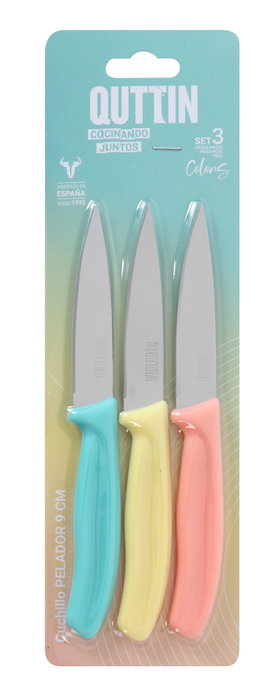 Inde Set de 3 Cuchillos Pelador 9cm Basic