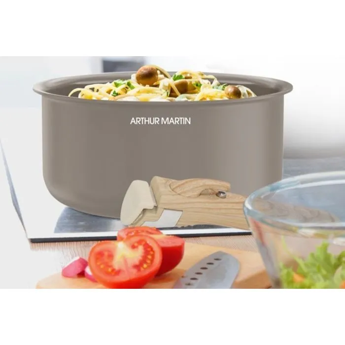 Arthur Martin AM9192 Batería de Cocina 5 Piezas Aluminio con Revestimiento Cerámico Color Topo Apta Inducción Arthur Martin AM9192 Batería de Cocina 5 Piezas Aluminio con Revestimiento Cerámico Color Topo Apta Inducción