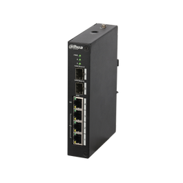 Dahua PFS4206-4P-96 Switch PoE Gestionable L2, 4 Puertos Fast Ethernet + 1 Gigabit Uplink + 2 SFP, Potencia PoE 96W, Negro