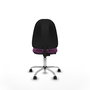 Silla de oficina Algarra con mecanismo Contacto permanente básico tapizada con Similpiel color Morado. Equipada con Base cromada, Sin brazos y Ruedas de nailon 50 mm