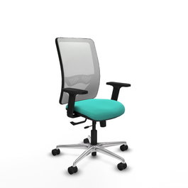 PIQUERAS Y CRESPO Silla de oficina Zulema con mecanismo Sincro/Traslack, Turquesa y Blanco