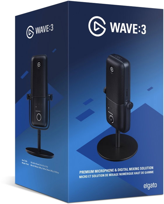 Elgato Wave:3 Micrófono de superficie para mesa Negro