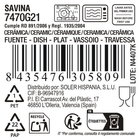 La Mediterranea Fuente Oval Savina Blanca (12 Unidades) de Cerámica