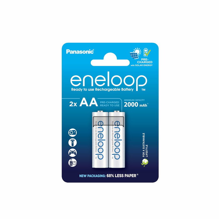 Panasonic Eneloop Mignon AA 2000mAh Ni-MH BK-3MCDE/2BE, Pack de 2