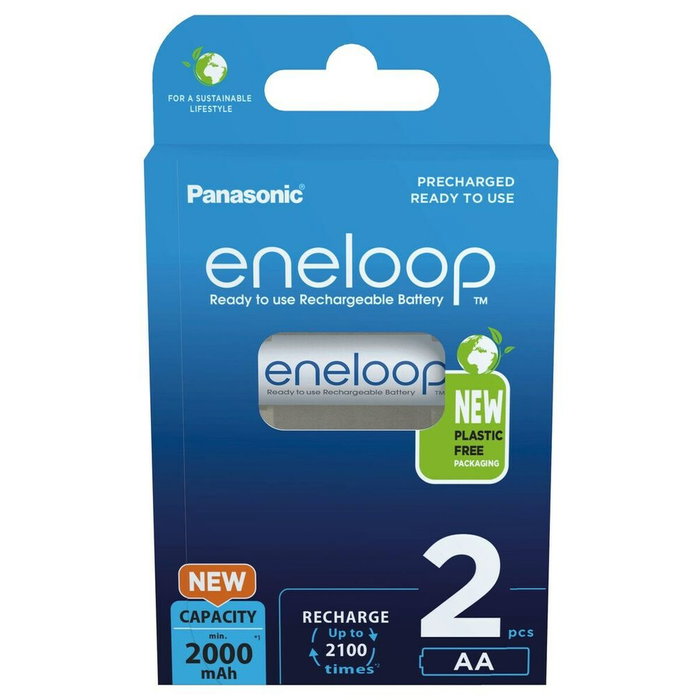 Panasonic Eneloop Mignon AA 2000mAh Ni-MH BK-3MCDE/2BE, Pack de 2