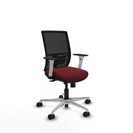 PIQUERAS Y CRESPO Silla de oficina Yunquera con mecanismo Sincro/Traslack, Granate y Negro