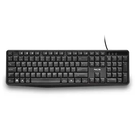 NGS Teclado FUNKY V4 - Teclado USB Cable QWERTY Español Negro con 12 Teclas Multimedia para Hogar y Oficina