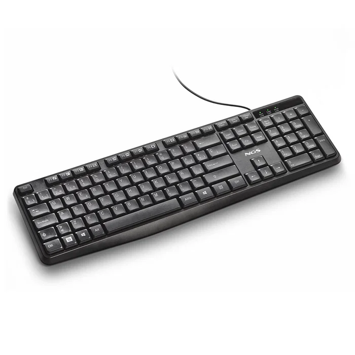 NGS Teclado FUNKY V4 - Teclado USB Cable QWERTY Español Negro con 12 Teclas Multimedia para Hogar y Oficina