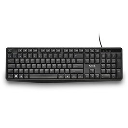 NGS FUNKYV4 Teclado USB Multimedia Plug & Play con 12 Teclas de Función, Inclinación Ajustable, Negro