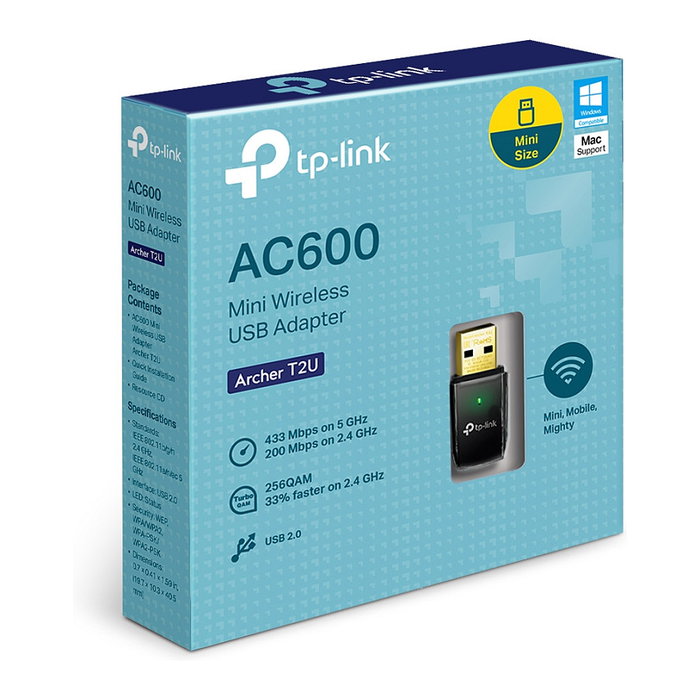 TP-Link Archer T2U V3 Adaptador USB Wi-Fi AC600 Dual Band Negro TP-Link Archer T2U V3 Adaptador USB Wi-Fi AC600 Dual Band Negro