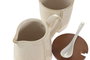 DKD Home Decor Set de Azucarero y Lechera Beige en Gres y Acacia