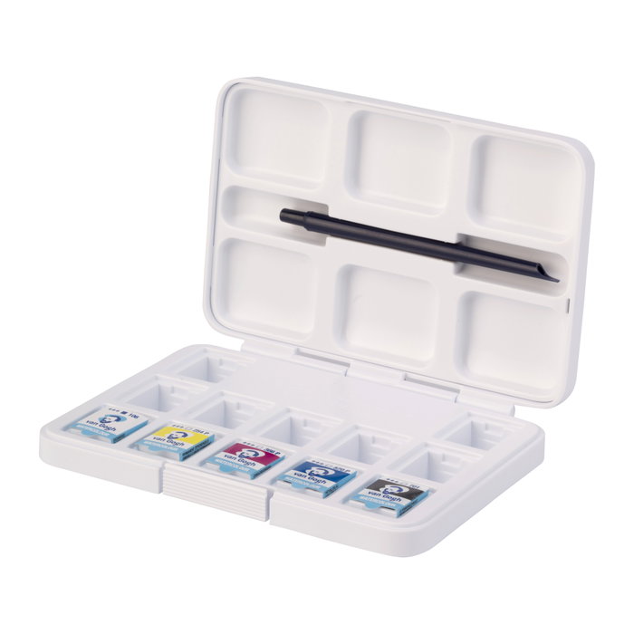Van Gogh Estuche de acuarelas de bolsillo con 5 medias pastillas y 7 espacios vacíos Van Gogh Estuche de acuarelas de bolsillo con 5 medias pastillas y 7 espacios vacíos