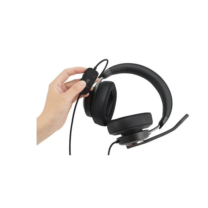 Kensington Auriculares USB-C H2000 para Videoconferencias Oficina, Diadema Negro con Cancelación de Ruido, Micrófono Boom y Controles en Cable