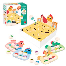 Goula Hidden Chicks 1110100759 - Juego de Mesa y Puzzle Memo para Niños +3 Años - Encuentra los Pollitos - Idioma: Español, Inglés, Francés, Alemán, Portugués