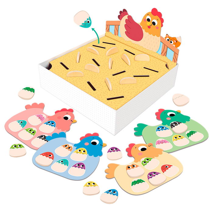 Goula Hidden Chicks 1110100759 - Juego de Mesa y Puzzle Memo para Niños +3 Años - Encuentra los Pollitos - Idioma: Español, Inglés, Francés, Alemán, Portugués